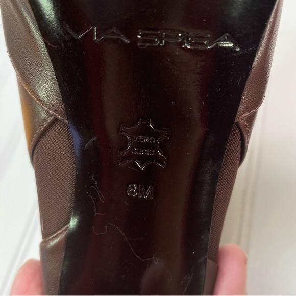 Via Spiga Tocarra brown leather platform ankle booties - Picture 10 of 14